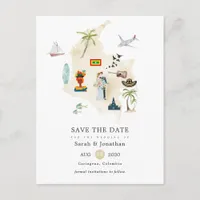 Map of Columbia Cartagena Destination Wedding Announcement Postcard