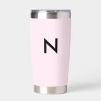 Stylish Modern Pale Pink Minimalist Monogrammed Insulated Tumbler