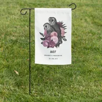 Mauve Floral Glam Gothic Owls Wedding Garden Flag