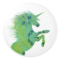 Pretty Blue and Green Unicorn Ceramic Knob