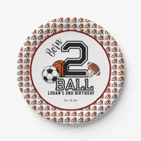 Born 2 Ball Sports Theme Boy’s 2nd Birthday Party Paper Plates