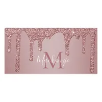 Luxury Rose Gold Glitter Drips Monogram Door Sign