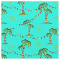 Christmas Holidays Palm Trees and Fairy Lights Fabric