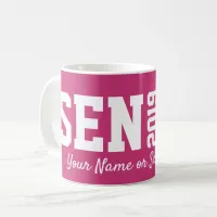 PInk Senior Graduate Block Letter Large Typography Coffee Mug