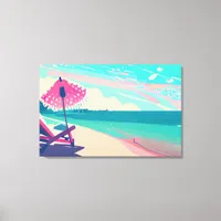 Teal and Peach Sandy Beach  Canvas Print