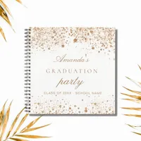 Guest book graduation white gold glitter 2025