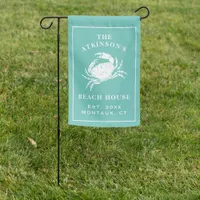 Coastal Teal Crab Nautical Beach House Garden Flag
