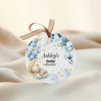 Favor Tags Baby Shower Blue Bear Balloons