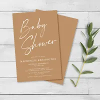 Budget Earth Tones Simple Script Baby Shower FLYER