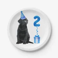 2nd Birthday Puppy Theme- Cute Dog Blue Boy Pawty Paper Plates