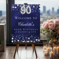 90th Birthday blue silver stars welcome party Foam Board