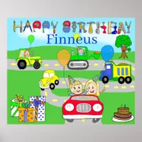 Happy Birthday Banner, Boy's Birthday Poster