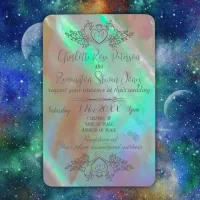 Elegant Mother-of-Pearl Green Wedding Invite Magnet