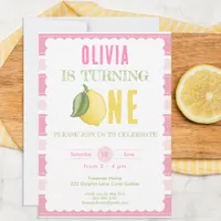 Pink Lemonade 1st Birthday Party Invitation