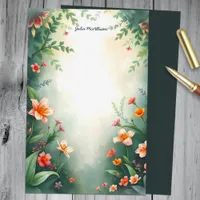 Enchanting Charming Garden with Vibrant Blossoms Stationery