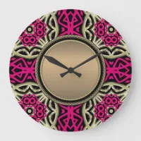 Celtica Hot Pink & Gold Wall Clock