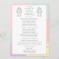 Retro Diner Bridal Shower Menu 