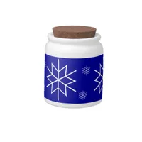 Candy Jar - White Snowflakes on Blue