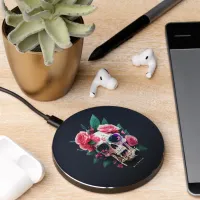 Floral Skull Monogram Faboolous Halloween Wireless Charger