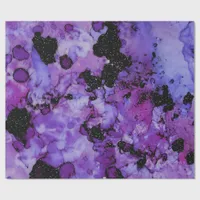 Vivid Shimmering Black and Purple Ink Splash Wrapping Paper