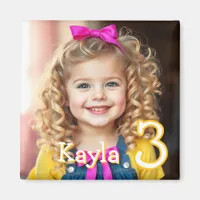 Personalized Photo, Name and Age Refrigerator  Magnet