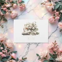 Old Money Monogrammed Champagne and Blush Wedding Guest Book