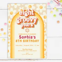 Eight Groovy Years 8th Birthday Invitation | Retro