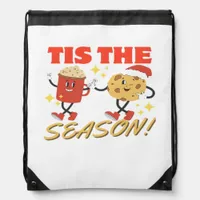 Tis The Season Christmas Retro Characters Drawstring Bag