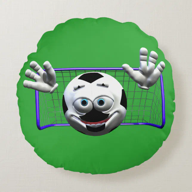 Funny Cartoon Soccer Ball Round Pillow