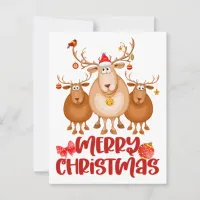 Cute Watercolor Reindeer Christmas Card