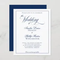 Budget Modern Elegant Navy Blue White Wedding