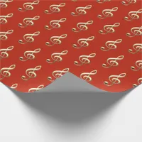Treble Clef Musical Symbol Music Lover's Red Wrapping Paper