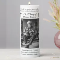 Black Cross and Poem Photo Memorial Pillar Candle