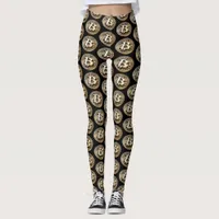 Golden Bitcoin Digital Cash Cryptocurrency Leggings