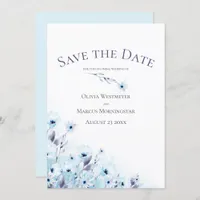 Save the Date Pale Blue Anemone Garden Invitation