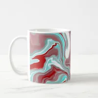 Teal, Burgundy, Red and White Marble Swirls   Coffee Mug