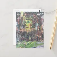 A face mixed media collage postcard