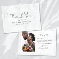 Marble Frame Photo Wedding Thank You Card