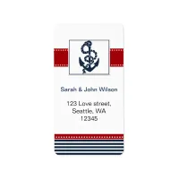 navy stripes, anchor, nautical wedding labels