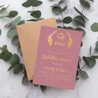 Rose gold laurel wreath 2025 Graduation Party Invitation