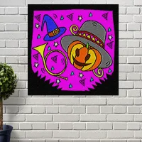 Halloween Party Jack O'Lantern and Bugle Purple Poster