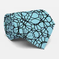 Blue Playful Quirky Geometric Linnear Monogram Neck Tie