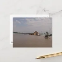 floodwaters in Burlington, Iowa broken barricades Postcard