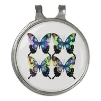 Aqua, Pink, and Yellow -  Elegant Butterflies Golf Hat Clip