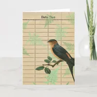 Vintage Bird Date Due Digital Art Holiday Card