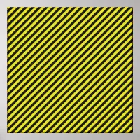 Thin Black and Yellow Diagonal Stripes Poster