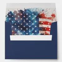Watercolor American Flag 4th of July Patriotic  Envelope
