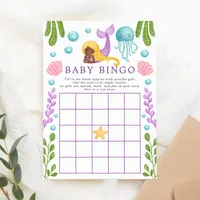 African Mermaid Ocean Baby Shower Bingo Game Invitation