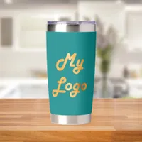 Teal logo business corporate insulated tumbler