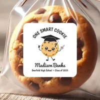 "One Smart Cookie" Cute Funny Graduation Dessert Square Sticker